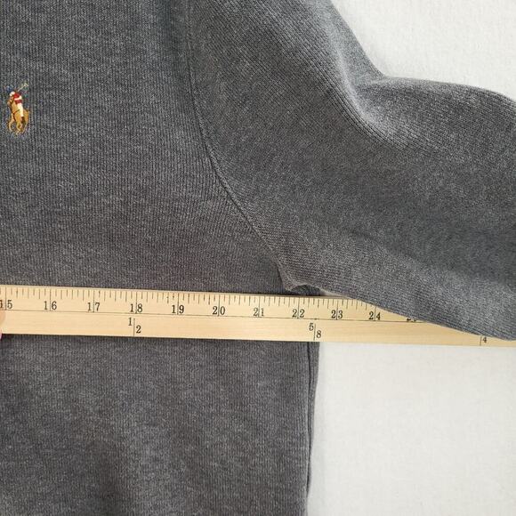 POLO RALPH LAUREN Estate Rib 1/4 Zip Sweater Men's Large Gray Flesh Pony Preppy - Picture 7 of 11